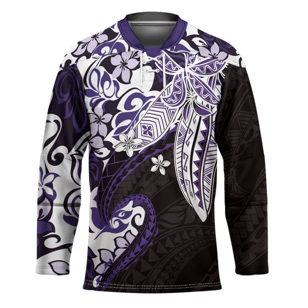 Monstera Plumeria Flowers Purple Hockey Jersey Polynesian Pattern LT01 Unisex Purple - Polynesian Pride