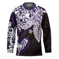 Monstera Plumeria Flowers Purple Hockey Jersey Polynesian Pattern LT01 Unisex Purple - Polynesian Pride