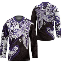 Monstera Plumeria Flowers Purple Hockey Jersey Polynesian Pattern LT01 - Polynesian Pride