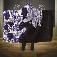 Monstera Plumeria Flowers Purple Hooded Blanket Polynesian Pattern LT01 - Polynesian Pride