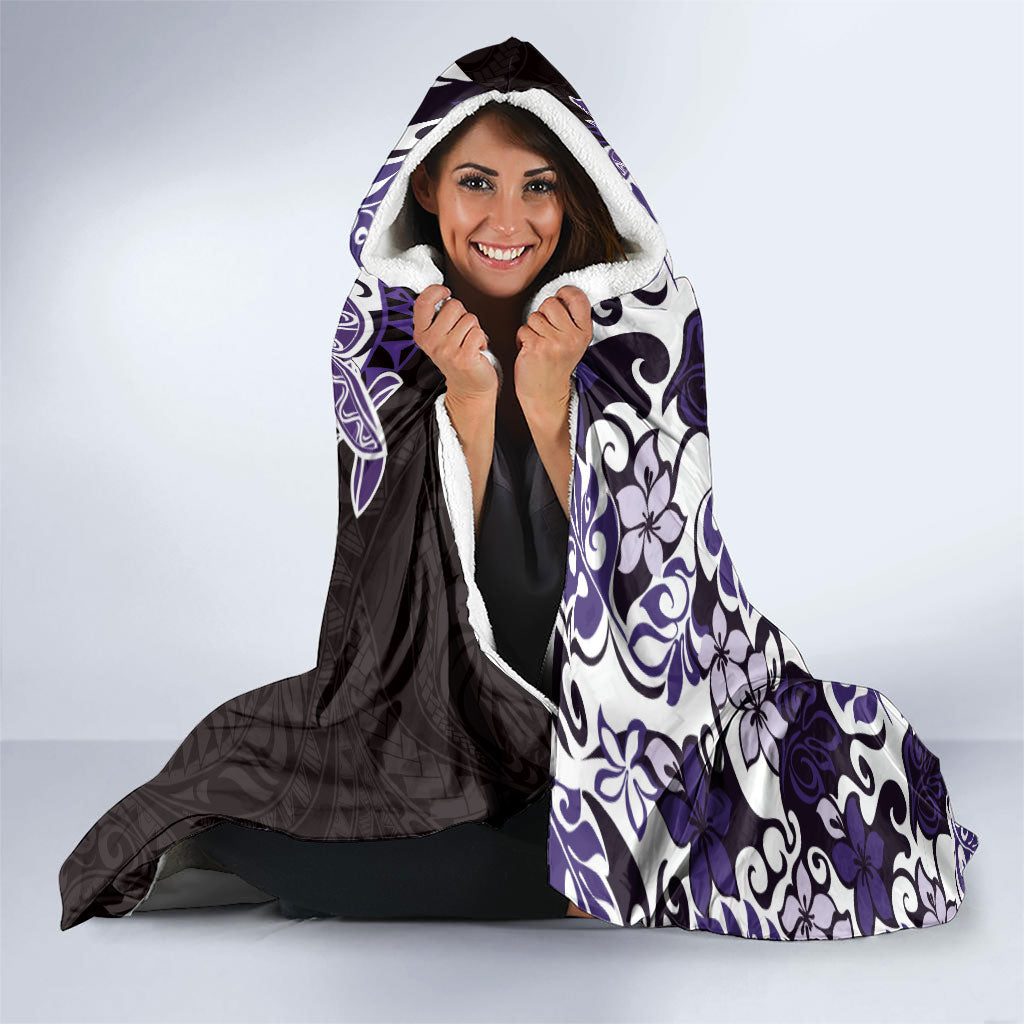 Monstera Plumeria Flowers Purple Hooded Blanket Polynesian Pattern LT01 - Polynesian Pride