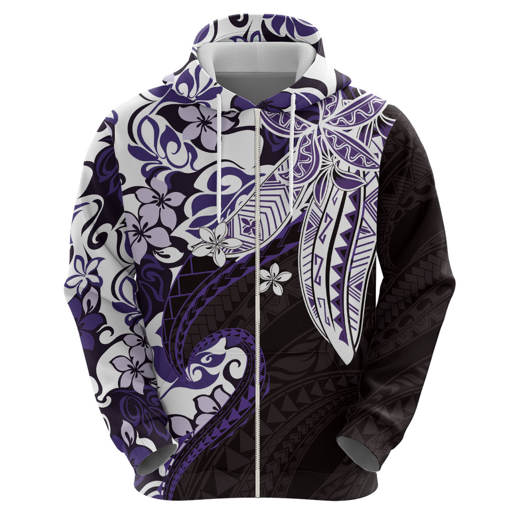 Monstera Plumeria Flowers Purple Hoodie Polynesian Pattern LT01 - Polynesian Pride
