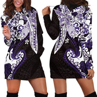 Monstera Plumeria Flowers Purple Hoodie Dress Polynesian Pattern LT01 - Polynesian Pride