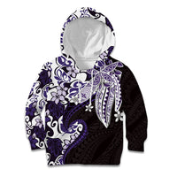 Monstera Plumeria Flowers Purple Kid Hoodie Polynesian Pattern