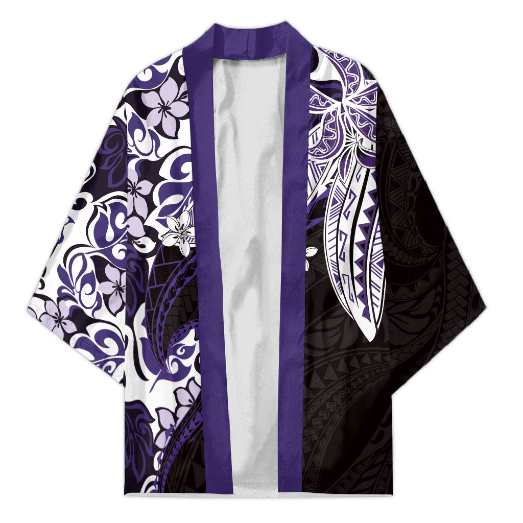 Monstera Plumeria Flowers Purple Kimono Polynesian Pattern LT01 Unisex Purple - Polynesian Pride
