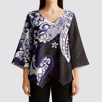 Monstera Plumeria Flowers Purple Kimono Sleeve Blouse Polynesian Pattern LT01 - Polynesian Pride