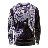 Monstera Plumeria Flowers Purple Long Sleeve Shirt Polynesian Pattern LT01 Unisex Purple - Polynesian Pride