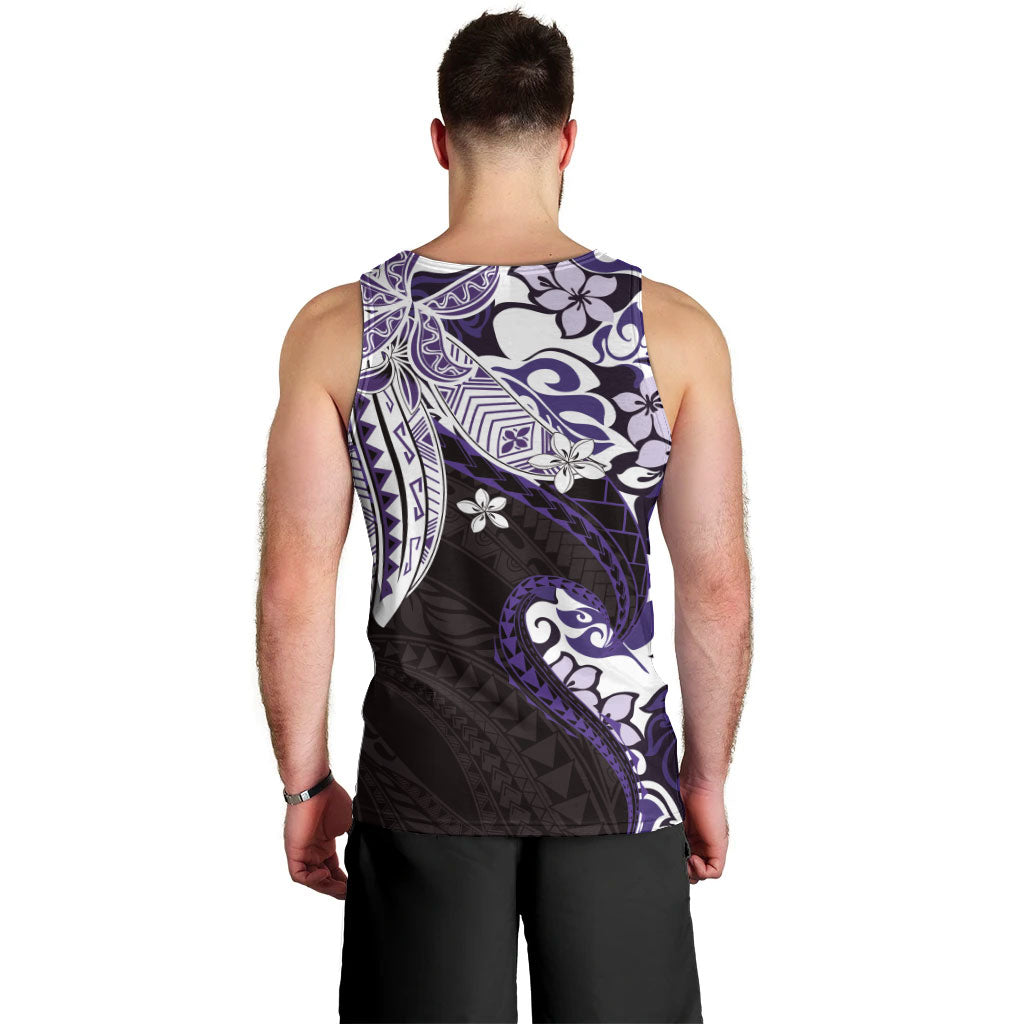 Monstera Plumeria Flowers Purple Men Tank Top Polynesian Pattern LT01 - Polynesian Pride