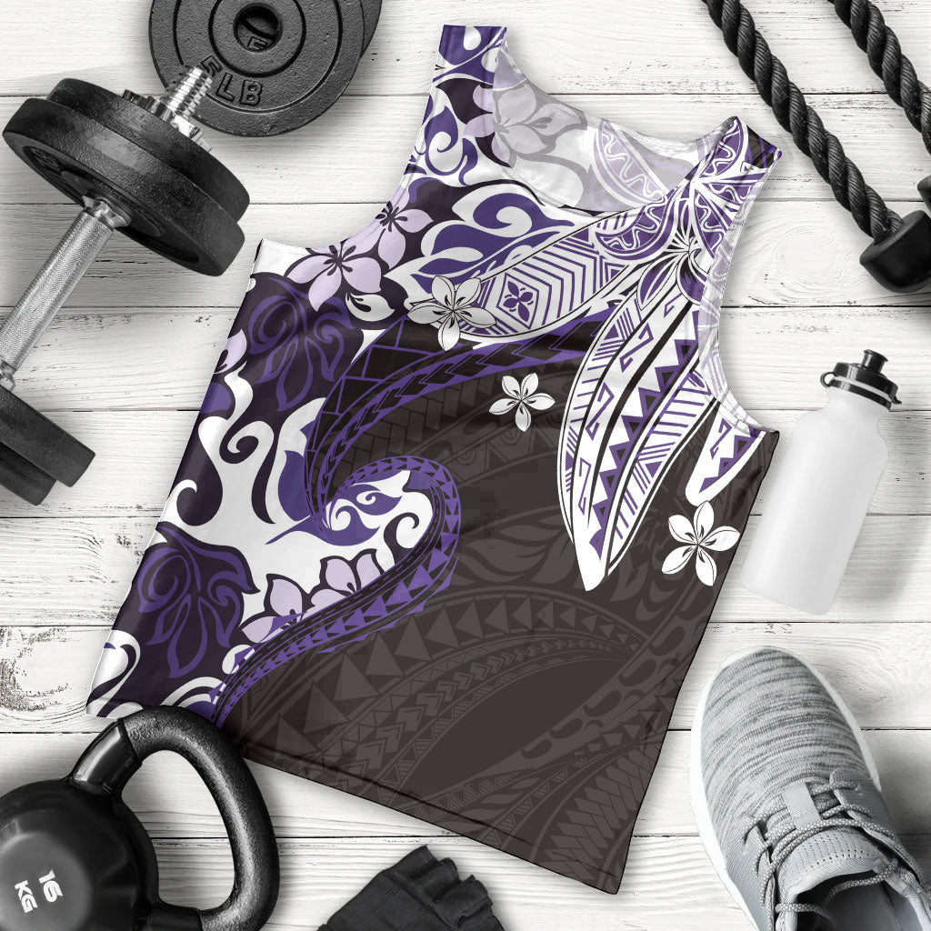 Monstera Plumeria Flowers Purple Men Tank Top Polynesian Pattern LT01 - Polynesian Pride