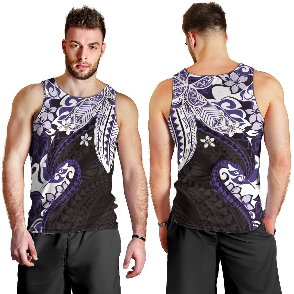 Monstera Plumeria Flowers Purple Men Tank Top Polynesian Pattern LT01 - Polynesian Pride