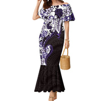 Monstera Plumeria Flowers Purple Mermaid Dress Polynesian Pattern LT01 Women Purple - Polynesian Pride