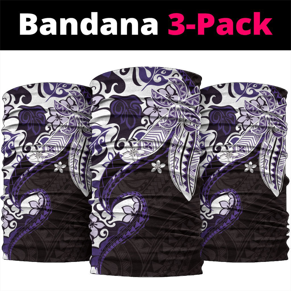 Monstera Plumeria Flowers Purple Neck Gaiter Polynesian Pattern LT01 package One Size: 25*50cm Purple - Polynesian Pride