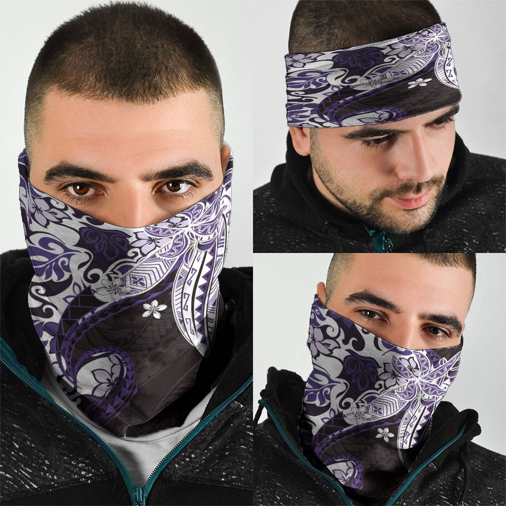 Monstera Plumeria Flowers Purple Neck Gaiter Polynesian Pattern LT01 - Polynesian Pride
