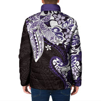 Monstera Plumeria Flowers Purple Padded Jacket Polynesian Pattern LT01 - Polynesian Pride