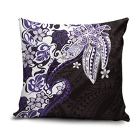 Monstera Plumeria Flowers Purple Pillow Cover Polynesian Pattern