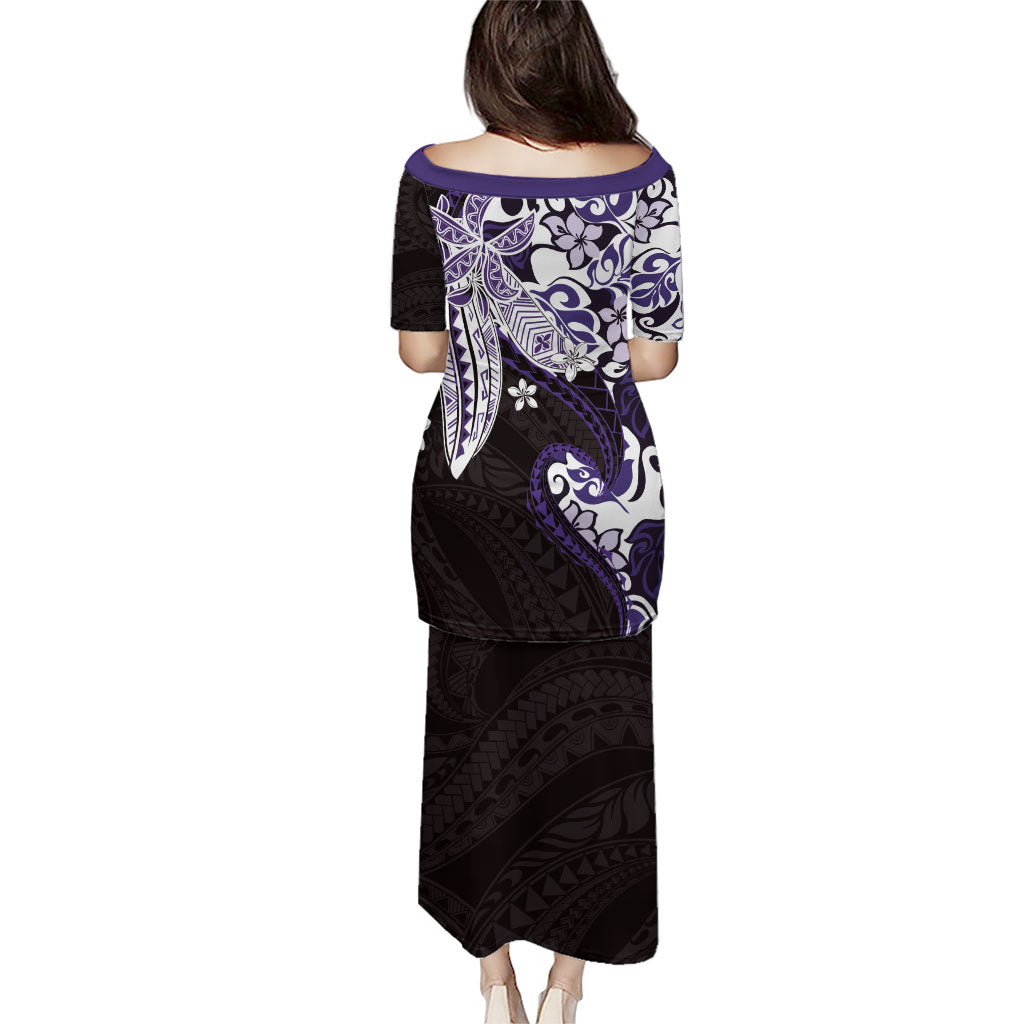 Monstera Plumeria Flowers Purple Puletasi Polynesian Pattern LT01 - Polynesian Pride