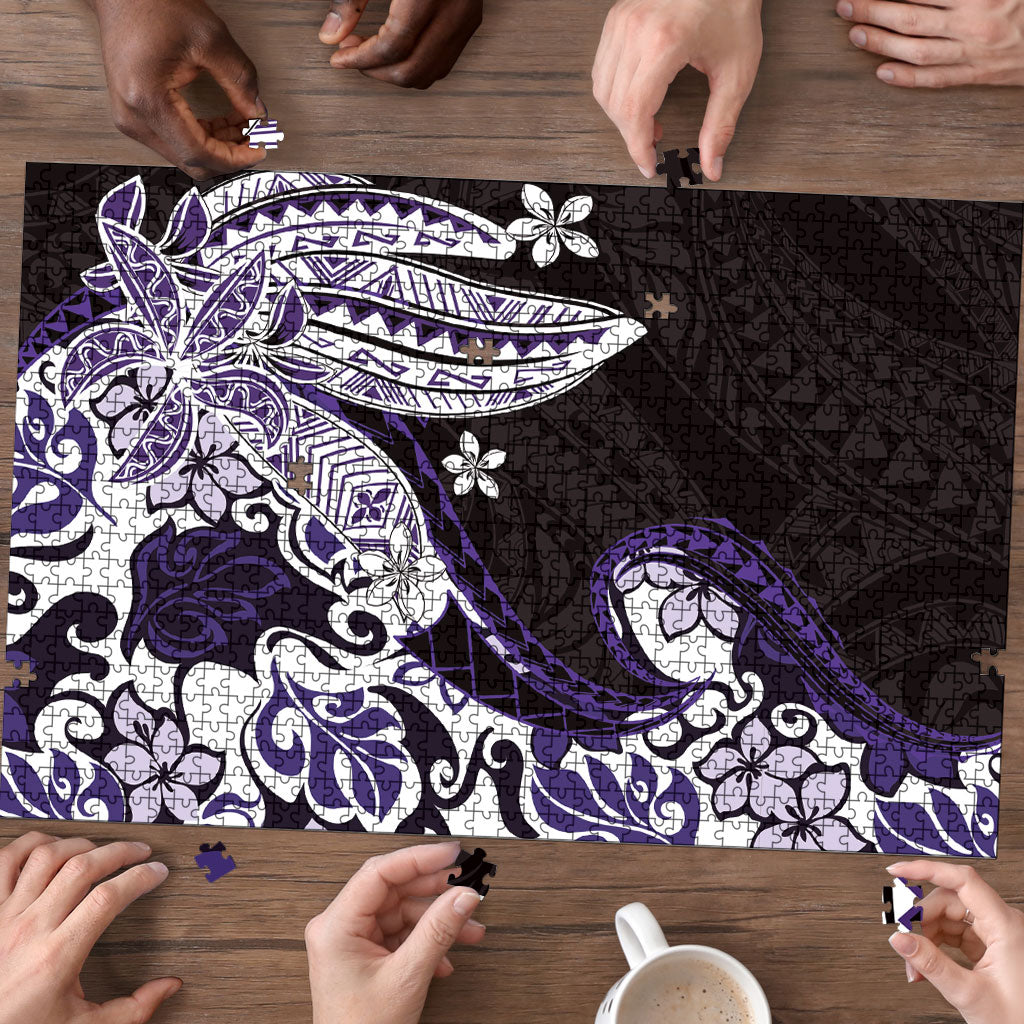 Monstera Plumeria Flowers Purple Puzzle Polynesian Pattern LT01 - Polynesian Pride