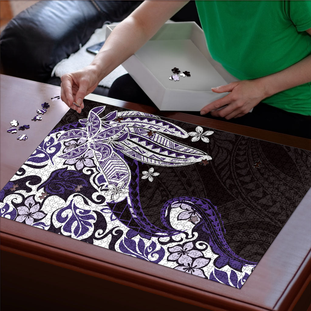 Monstera Plumeria Flowers Purple Puzzle Polynesian Pattern LT01 - Polynesian Pride
