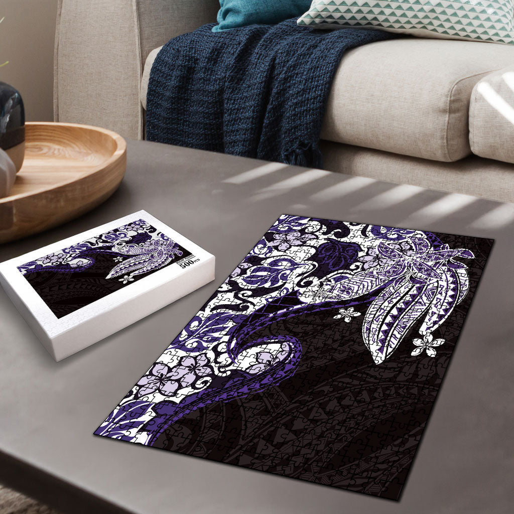Monstera Plumeria Flowers Purple Puzzle Polynesian Pattern LT01 - Polynesian Pride