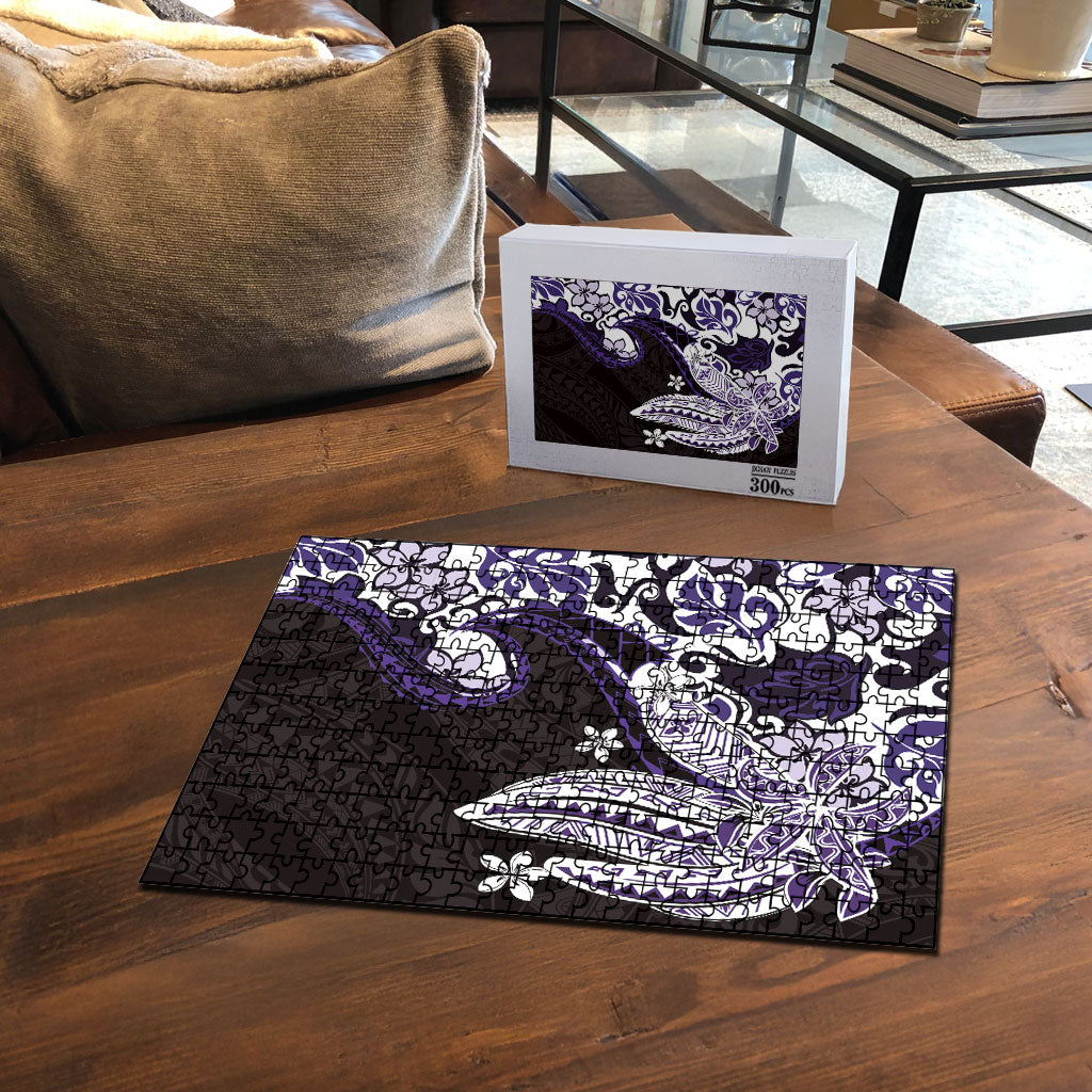 Monstera Plumeria Flowers Purple Puzzle Polynesian Pattern LT01 - Polynesian Pride