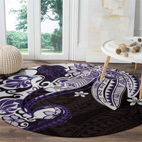 Monstera Plumeria Flowers Purple Round Carpet Polynesian Pattern LT01 - Polynesian Pride