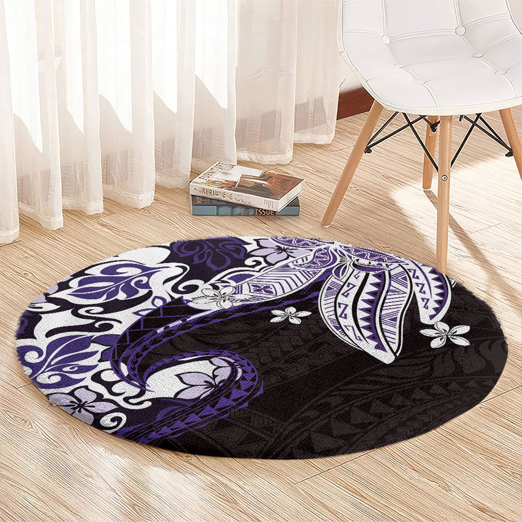 Monstera Plumeria Flowers Purple Round Carpet Polynesian Pattern LT01 - Polynesian Pride