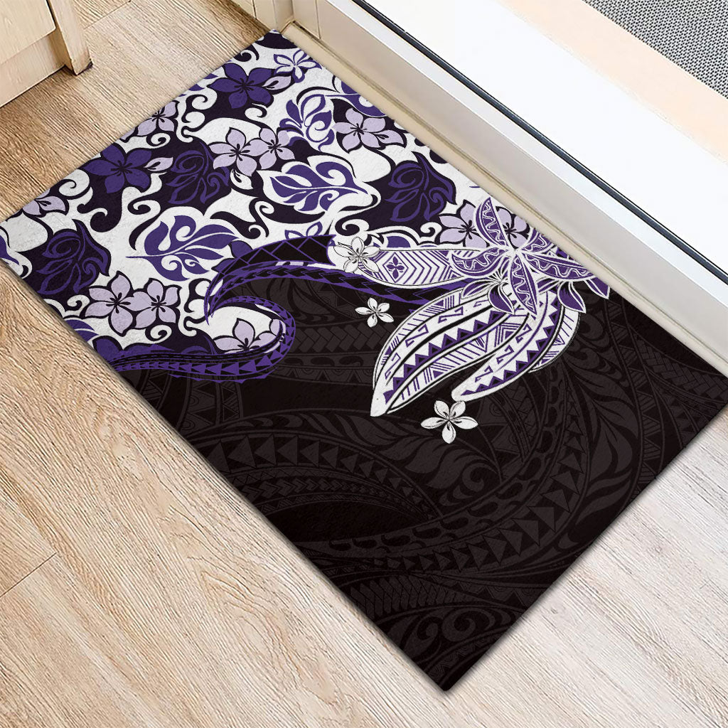 Monstera Plumeria Flowers Purple Rubber Doormat Polynesian Pattern LT01 - Polynesian Pride