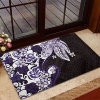 Monstera Plumeria Flowers Purple Rubber Doormat Polynesian Pattern LT01 - Polynesian Pride