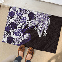 Monstera Plumeria Flowers Purple Rubber Doormat Polynesian Pattern LT01 - Polynesian Pride