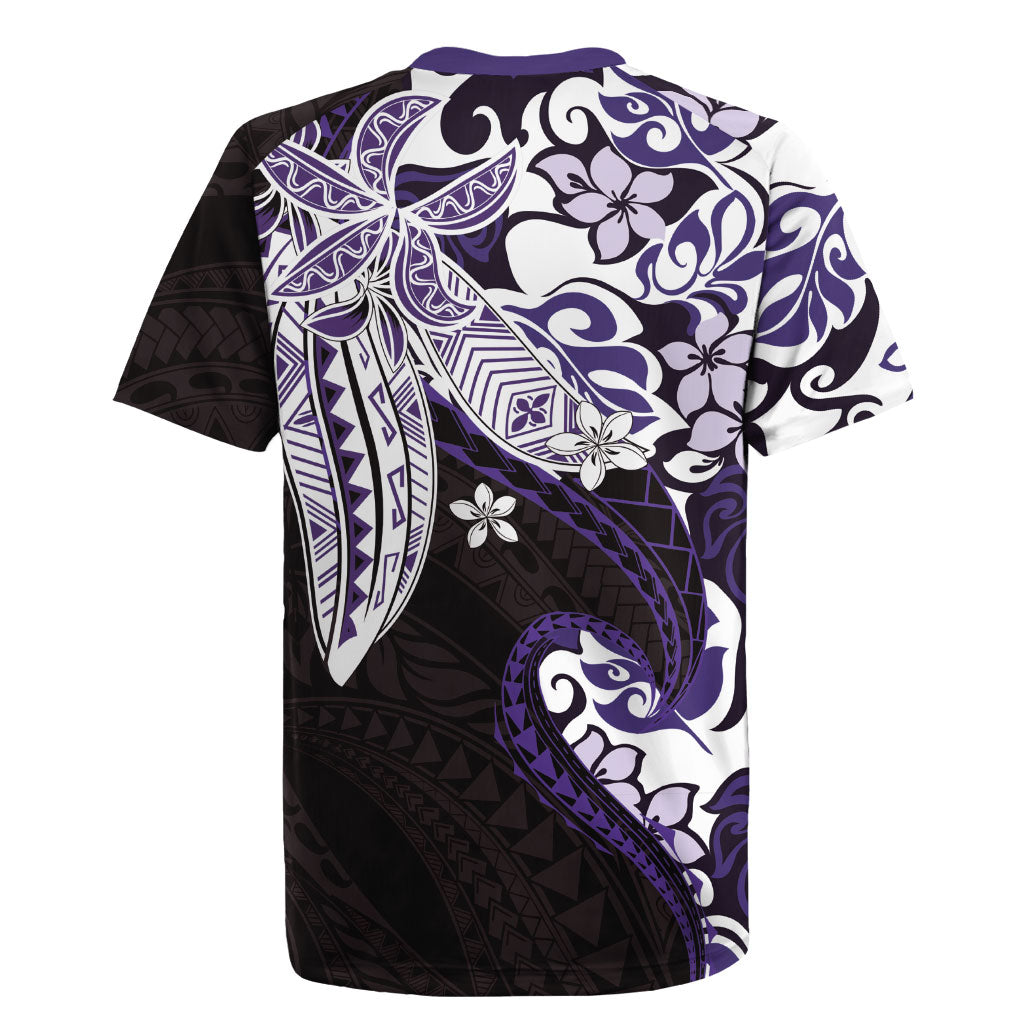 Monstera Plumeria Flowers Purple Rugby Jersey Polynesian Pattern LT01 - Polynesian Pride