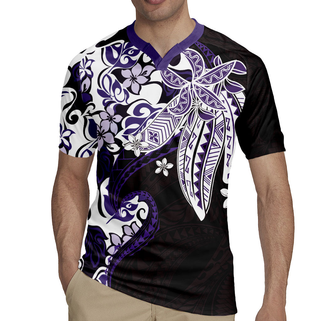 Monstera Plumeria Flowers Purple Rugby Jersey Polynesian Pattern LT01 - Polynesian Pride