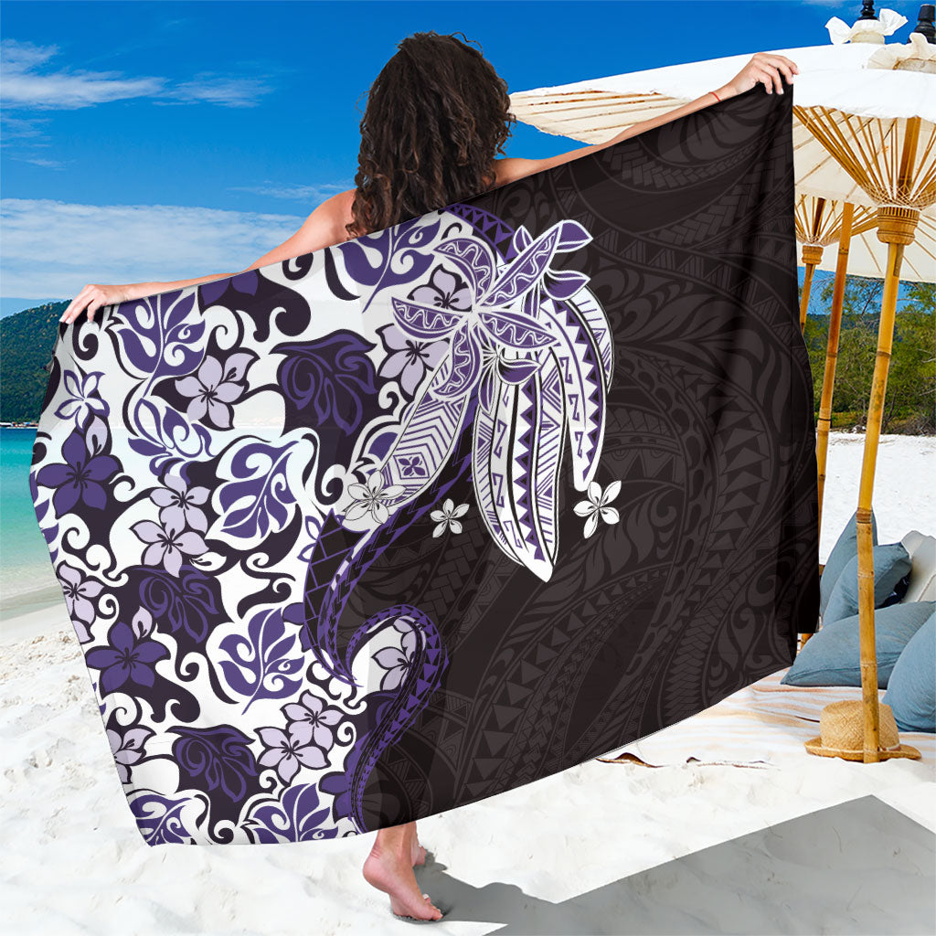 Monstera Plumeria Flowers Purple Sarong Polynesian Pattern LT01 One Size 44 x 66 inches Purple - Polynesian Pride