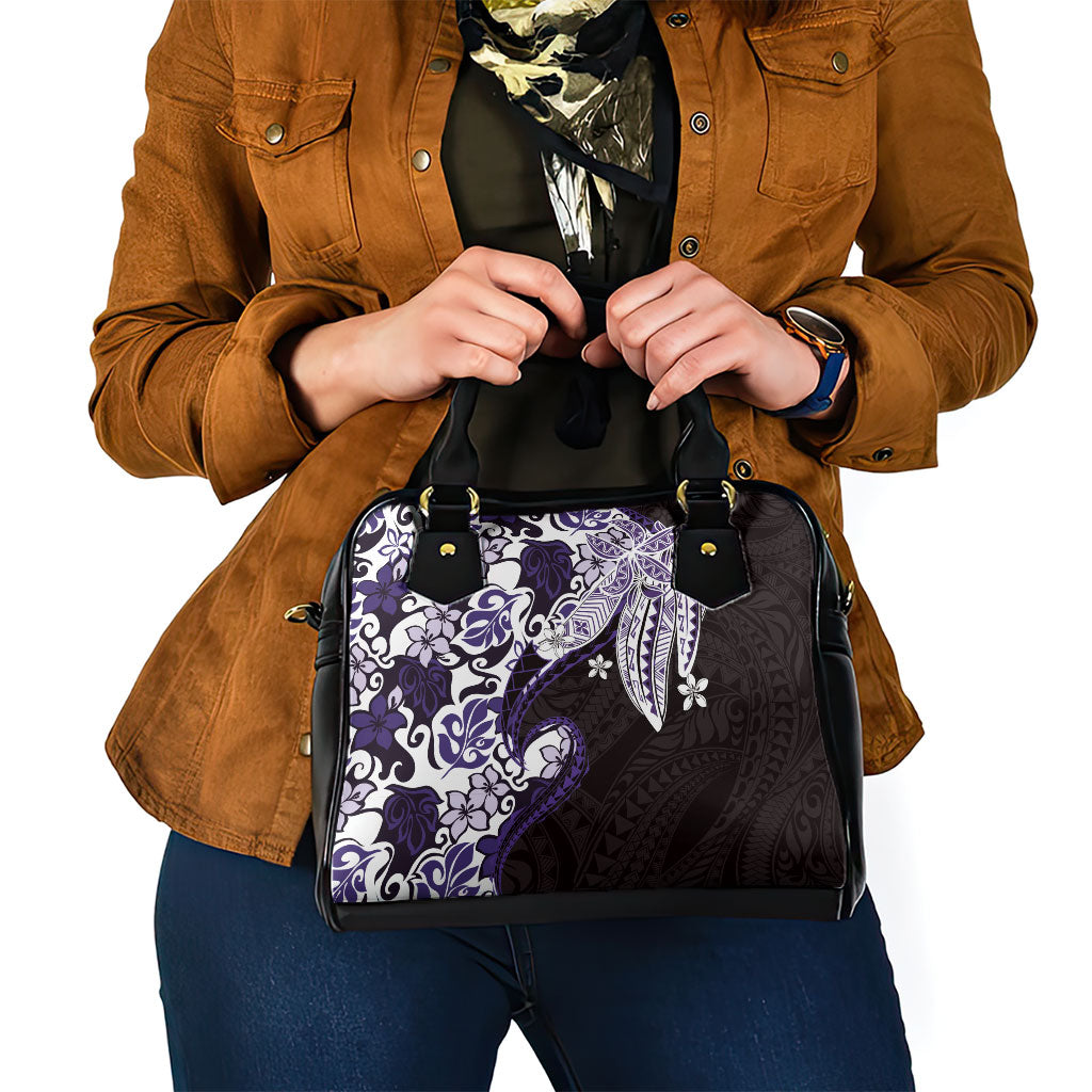 Monstera Plumeria Flowers Purple Shoulder Handbag Polynesian Pattern LT01 - Polynesian Pride