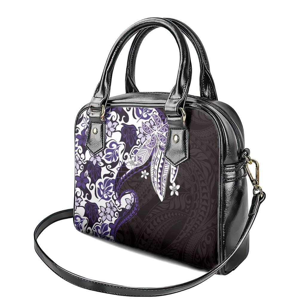 Monstera Plumeria Flowers Purple Shoulder Handbag Polynesian Pattern LT01 - Polynesian Pride