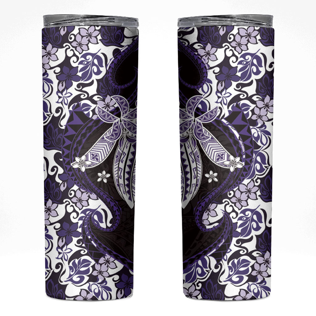 Monstera Plumeria Flowers Purple Skinny Tumbler Polynesian Pattern LT01 Purple - Polynesian Pride