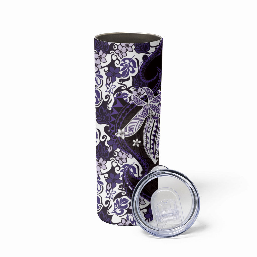 Monstera Plumeria Flowers Purple Skinny Tumbler Polynesian Pattern LT01 - Polynesian Pride