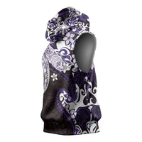 Monstera Plumeria Flowers Purple Sleeveless Hoodie Polynesian Pattern LT01 - Polynesian Pride