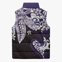 Monstera Plumeria Flowers Purple Sleeveless Puffer Jacket Polynesian Pattern LT01 - Polynesian Pride