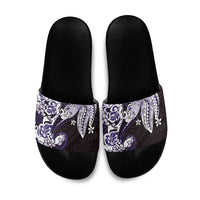 Monstera Plumeria Flowers Purple Slide Sandals Polynesian Pattern LT01 Purple - Polynesian Pride