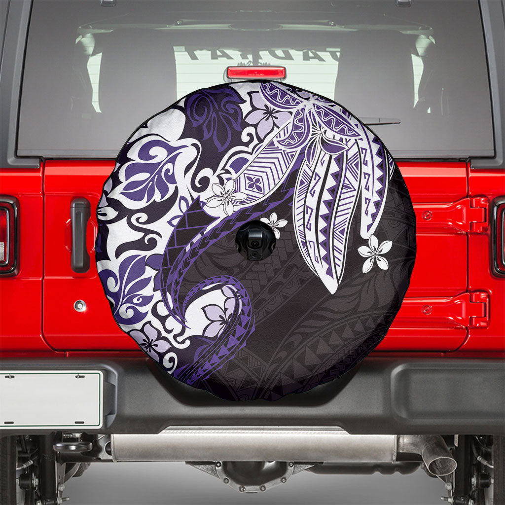 Monstera Plumeria Flowers Purple Spare Tire Cover Polynesian Pattern LT01 - Polynesian Pride