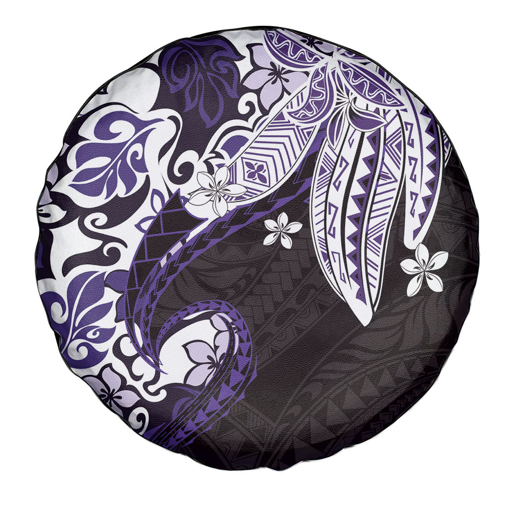 Monstera Plumeria Flowers Purple Spare Tire Cover Polynesian Pattern LT01 - Polynesian Pride