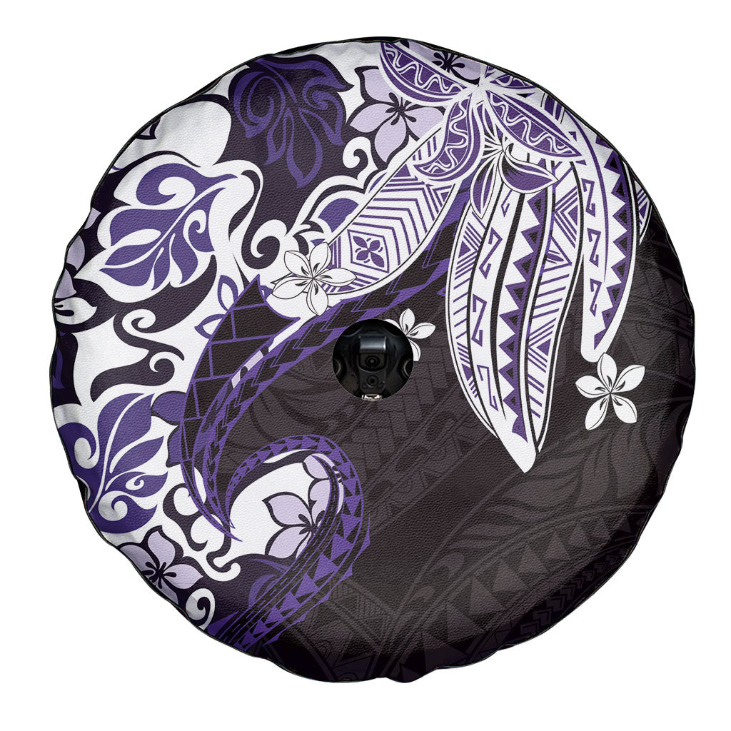 Monstera Plumeria Flowers Purple Spare Tire Cover Polynesian Pattern LT01 - Polynesian Pride