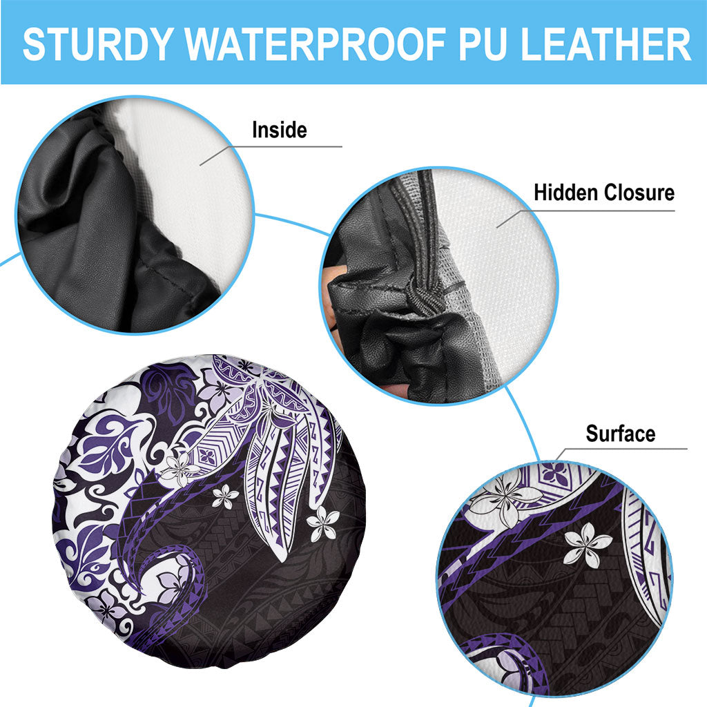 Monstera Plumeria Flowers Purple Spare Tire Cover Polynesian Pattern LT01 - Polynesian Pride