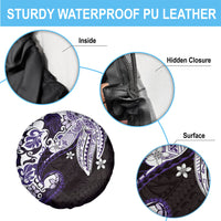 Monstera Plumeria Flowers Purple Spare Tire Cover Polynesian Pattern LT01 - Polynesian Pride
