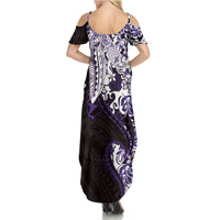 Monstera Plumeria Flowers Purple Summer Maxi Dress Polynesian Pattern LT01 - Polynesian Pride