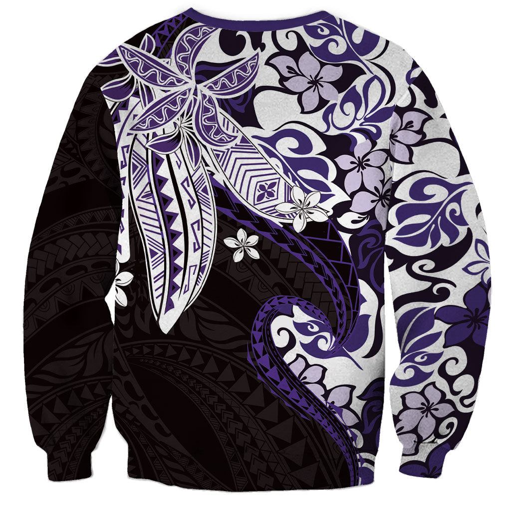 Monstera Plumeria Flowers Purple Sweatshirt Polynesian Pattern LT01 - Polynesian Pride