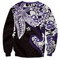 Monstera Plumeria Flowers Purple Sweatshirt Polynesian Pattern LT01 - Polynesian Pride