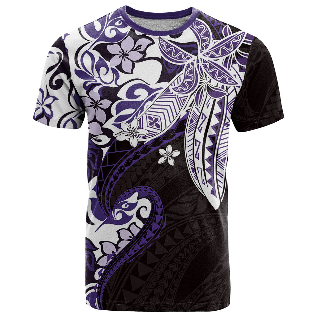 Monstera Plumeria Flowers Purple T Shirt Polynesian Pattern LT01 Purple - Polynesian Pride