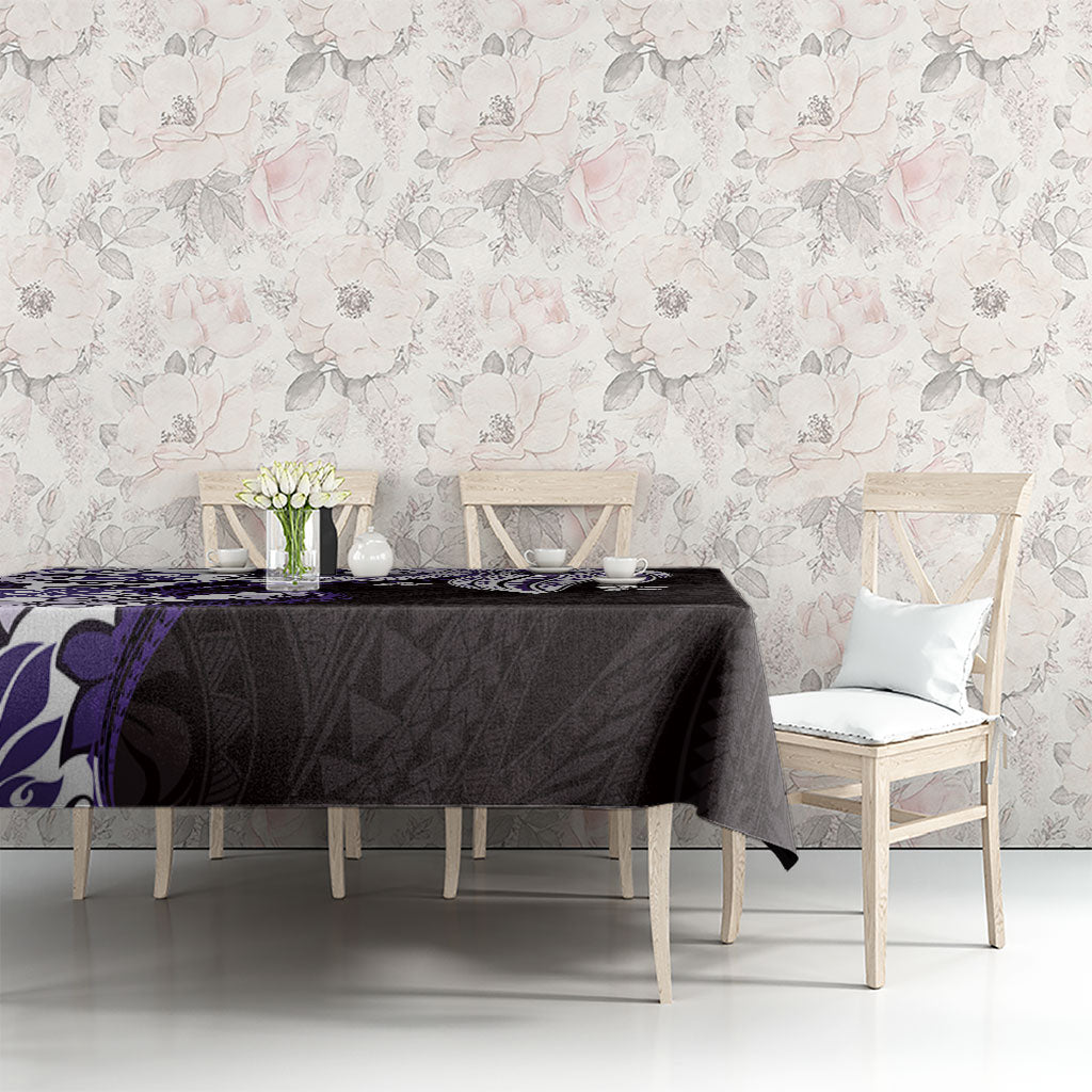 Monstera Plumeria Flowers Purple Tablecloth Polynesian Pattern LT01 - Polynesian Pride