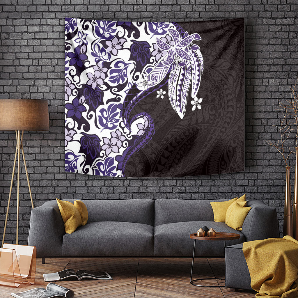 Monstera Plumeria Flowers Purple Tapestry Polynesian Pattern LT01 Purple - Polynesian Pride
